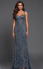 blue embellished dress 40470