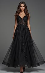 black tulle a line dress 40472