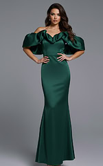 green off the shoulder dress 40596