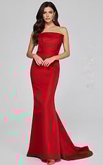 red mermaid strapless dress 40598