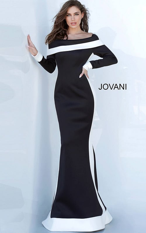 black and white long sleeve dress 4062