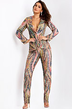 Patterned glitter blazer and pants set