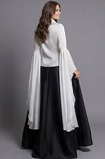 Beaded Illusion V Neck Feather Hem Gown