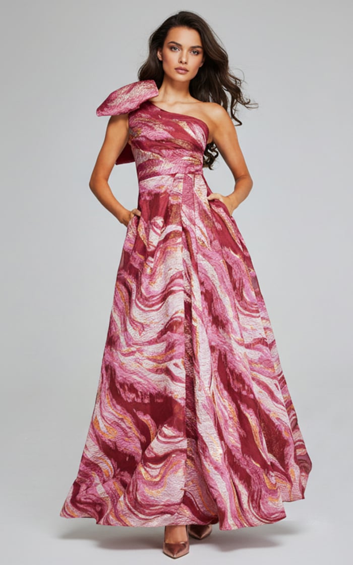 one shoulder a line dress 40695