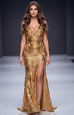 shiny elegant gold v neckline dress 40755