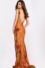 Open Back Sequin Prom Gown