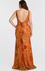 low v back orange dress 40757