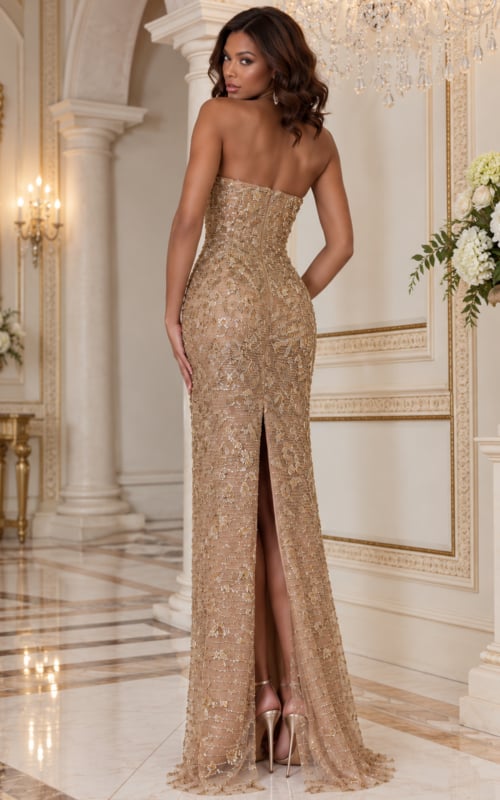 back of sheer strapless dress 40887