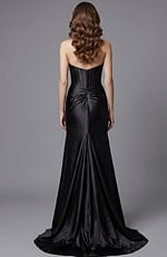 simple black satin dress 41012