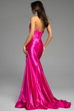 mermaid fuchsia high slit dress 41012