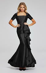 black ruffled short sleeves dress 41128