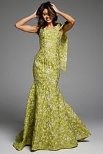 Stylish Textured Evening Gown With Dramatic Back