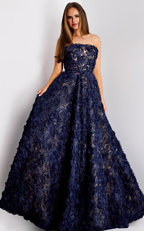 strapless navy ball gown 41188