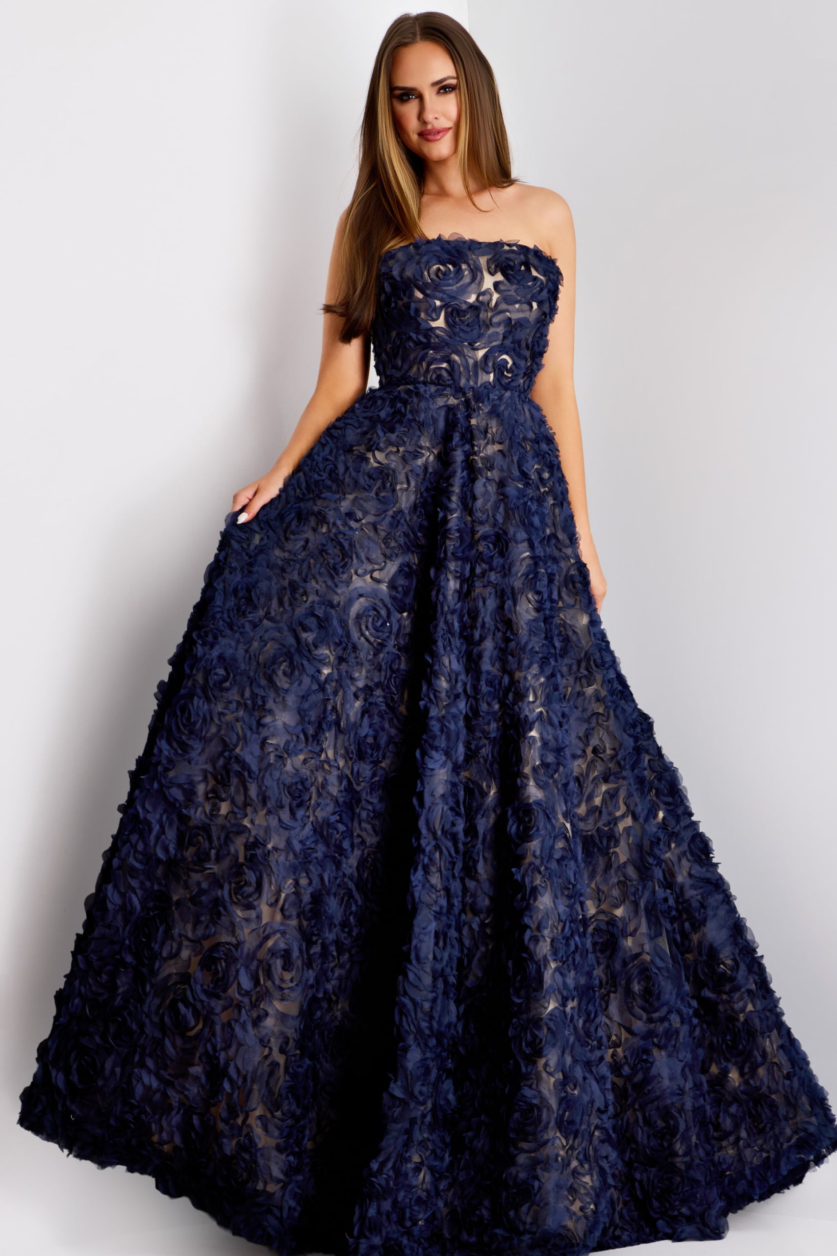 strapless navy ball gown 41188