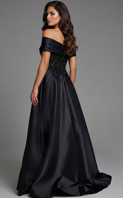 black off the shoulder embellished ball gown 41198