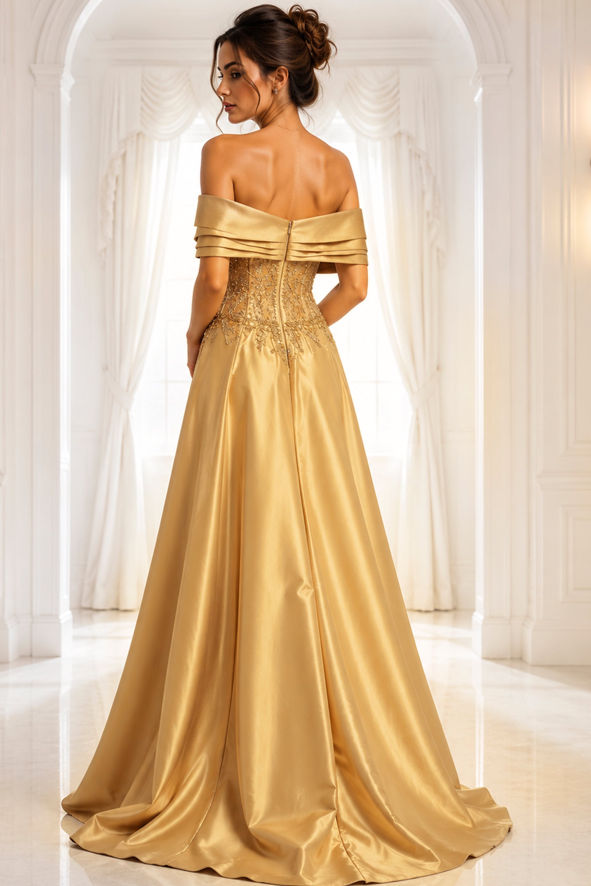 pleated off the shoulder dress Betsy & Adam Women's One-Shoulder Gown - Moss line skirt that cascades down to a sweeping maxi hem Women's Riona Pleated Off-Shoulder Silk