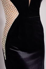 black vevlet fabric and nude beaded fabric for style 42001