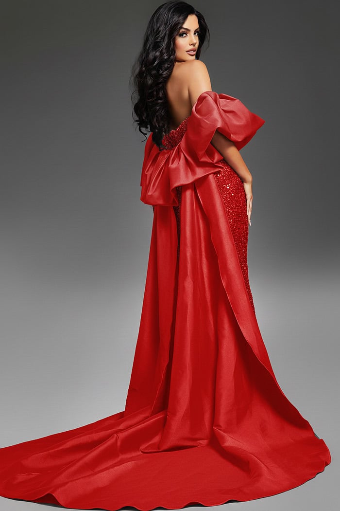 red embellished evening dress 42137