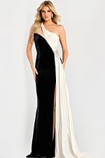 black and white embellished long dress 42140