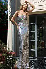 silver embellished strapless dress 42154