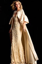 embellished long evening dress with cape 42159