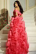 ruffled coral a line dress 42187