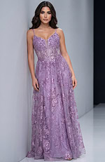 lilac embellished plunging neckline dress 42199