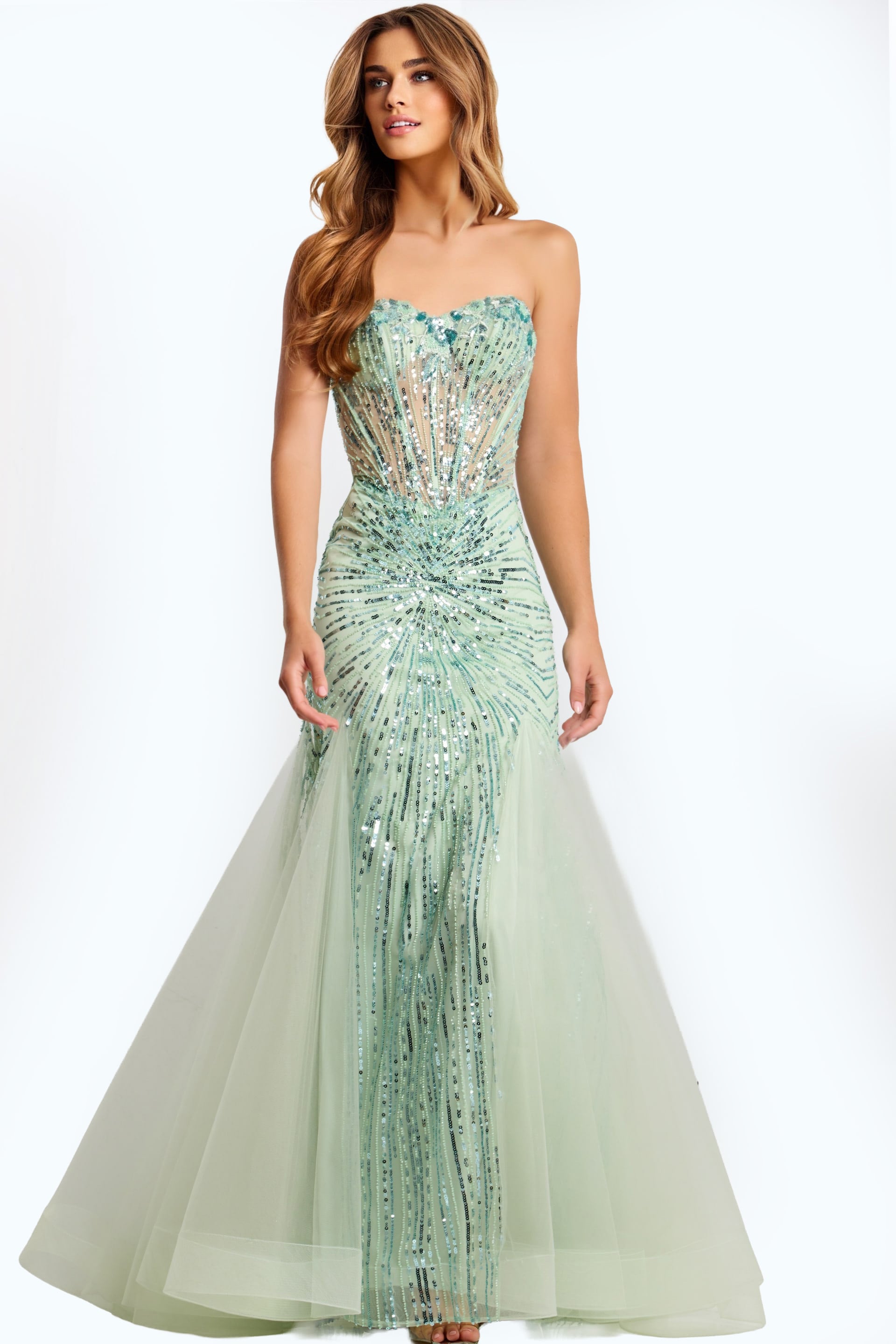 Strapless Mermaid Gown with Sheer Beaded Bodice 42217 - Image 5