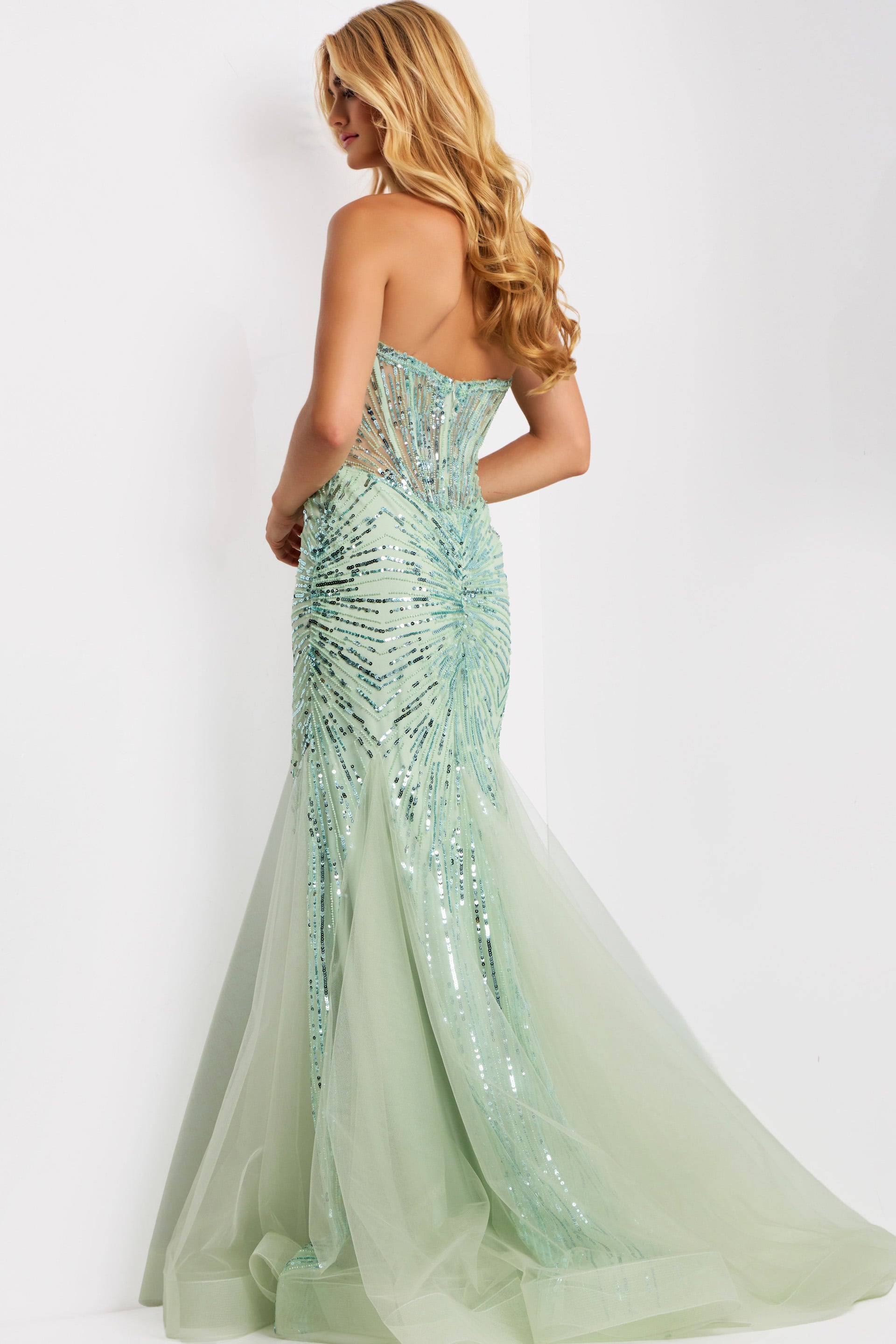 Strapless Mermaid Gown with Sheer Beaded Bodice 42217 - Image 4
