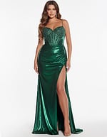 corset bodice high slit dress 42336