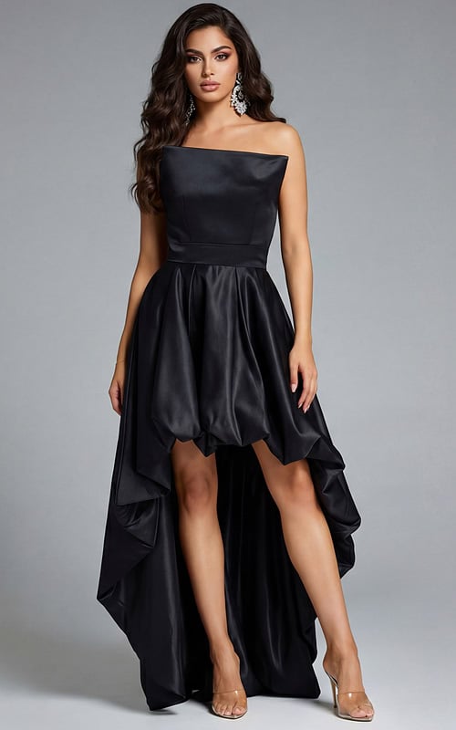 black high low strapless dress 42357