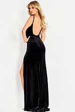 backless black velvet dress 42392