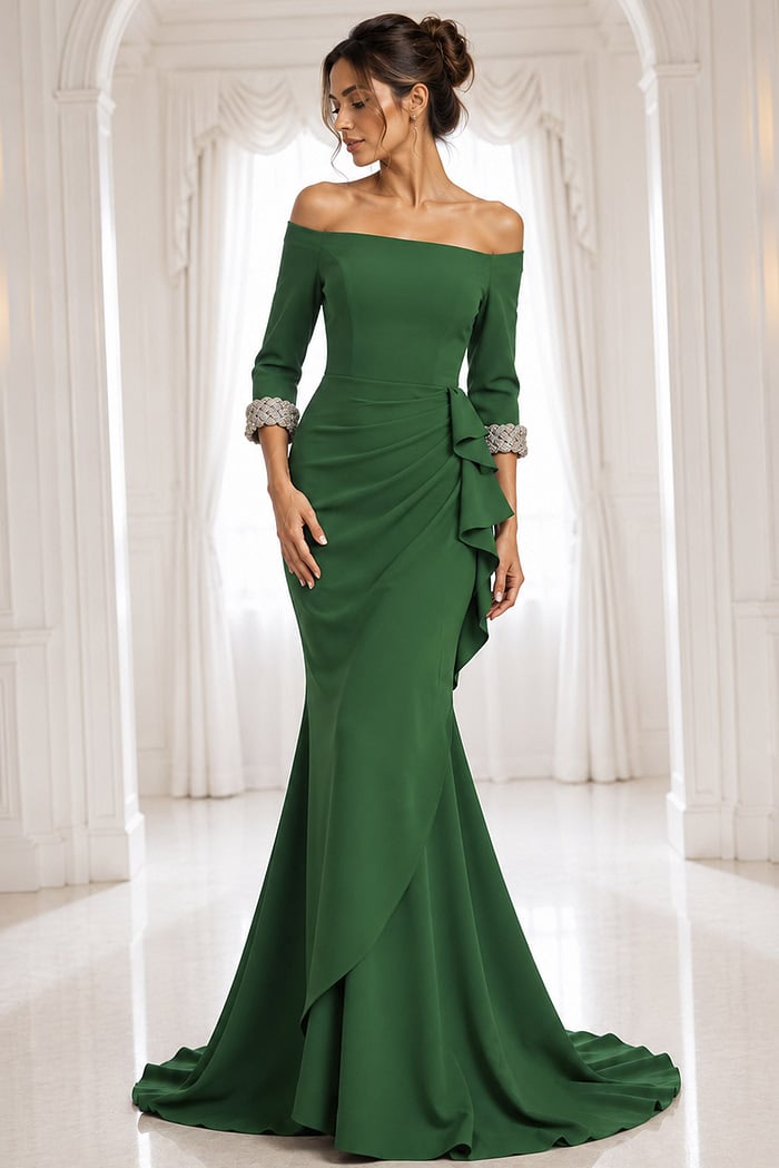 navy and green dress Off-Shoulder Gown with Beaded Cuffs 42409 This coordinates with the Browning Green/Navy Short Set Old Navy Women's Linen-Blend Apron-Neck