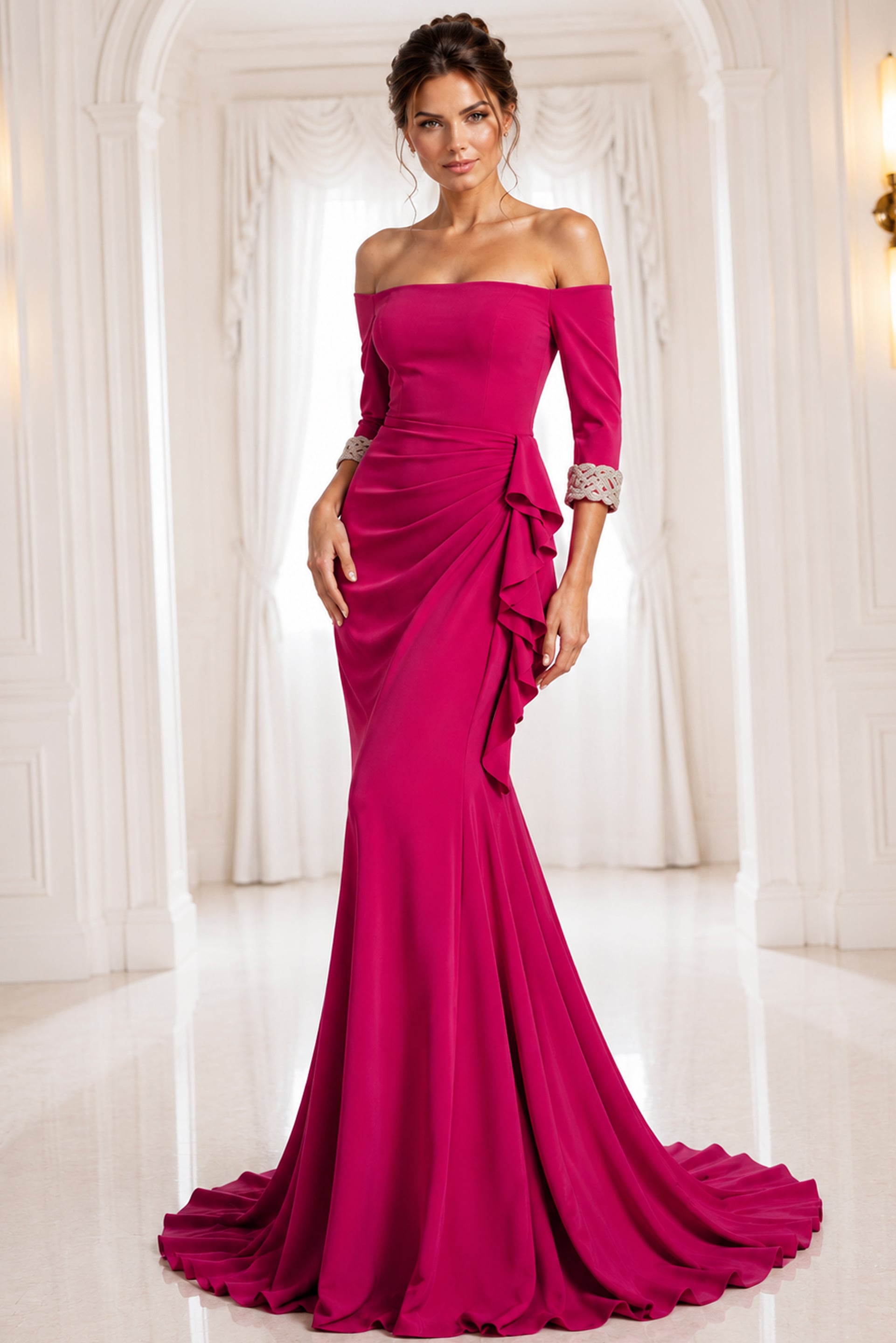 tall off the shoulder wrap midi bodycon dress Berry Off the Shoulder Wrap Midi Dress