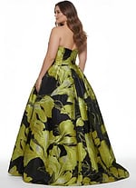strapless green and black ball gown with pockets 42435