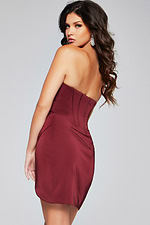 Back view of Jovani 42493 burgundy dress, showing elegant silhouette and design details