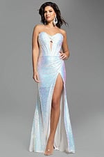 white high slit dress with corset bodice 42514