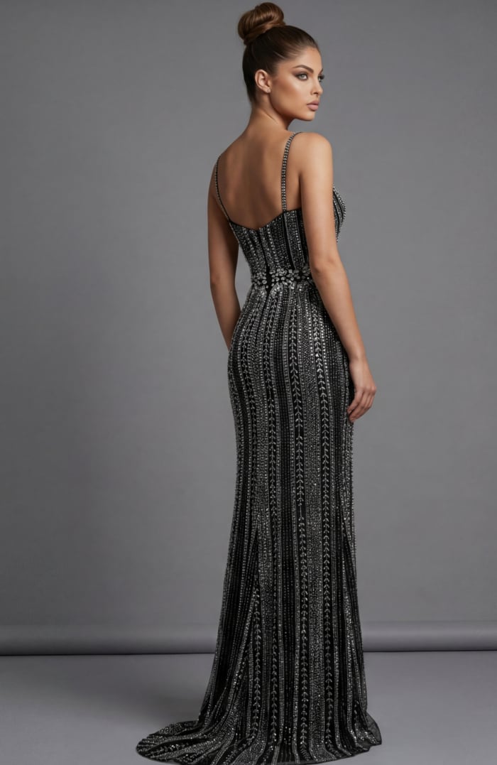 black and silver beaded dress 42541