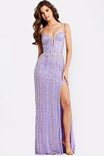 beaded high slit dress 42541