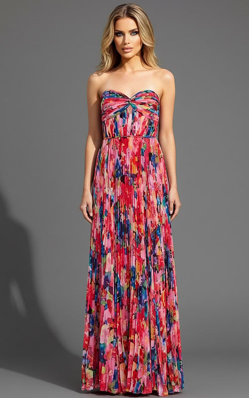 pleated strapless flowy dress 42564