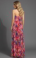 strapless print pleated dress 42564