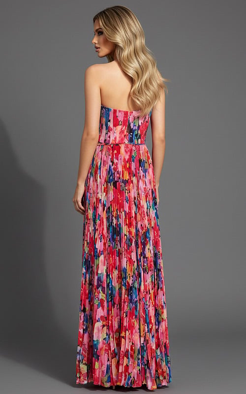 strapless print pleated dress 42564