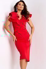 ruffled neck short dress 42575