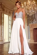 white high slit dress 42638