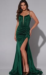 green high slit dress 42639
