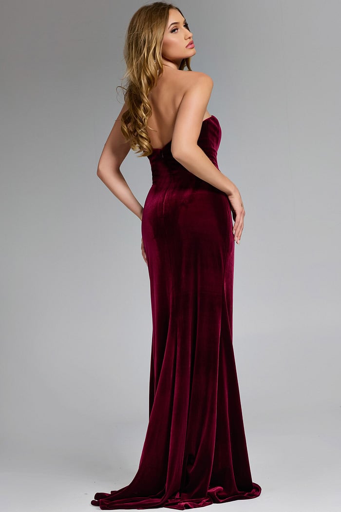jovani burgundy velvet dress Jovani 22925 Burgundy Velvet Halter Neck Fitted Short Dress