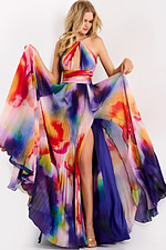 halter neck multi color print dress 42717