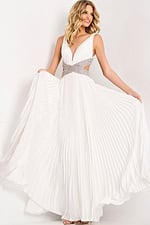 Elegant white pleated evening gown