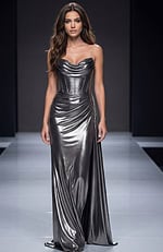 metallic corset bodice silver dress 42838