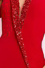 red beaded fabric for style 42853